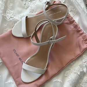 Stuart Weitzman DANCER 75 BLOCK SANDAL - White | sz 8.5